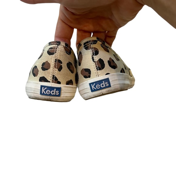 Kate Spade + Keds canvas animal print lace up casual sneakers cream/brown sz 10 - Picture 4 of 16